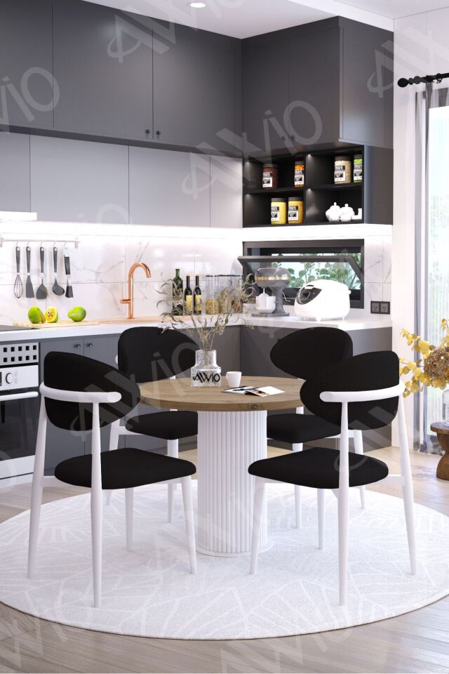 ALDO PTT Ayak BEYAZ Polo Metal Sandalye 90X90 Yemek Masası Mutfak Masası Masa Sandalye Takımı