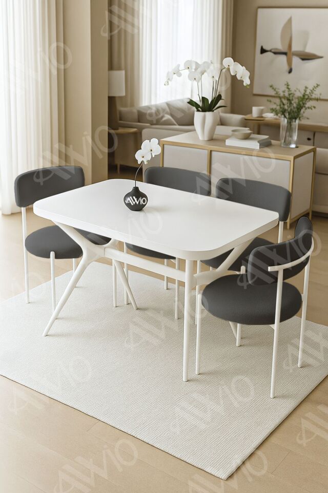 Teddy Sandalye 80x120 Yemek Masası Mutfak Masası 4 Kişilik Masa Sandalye Takımı