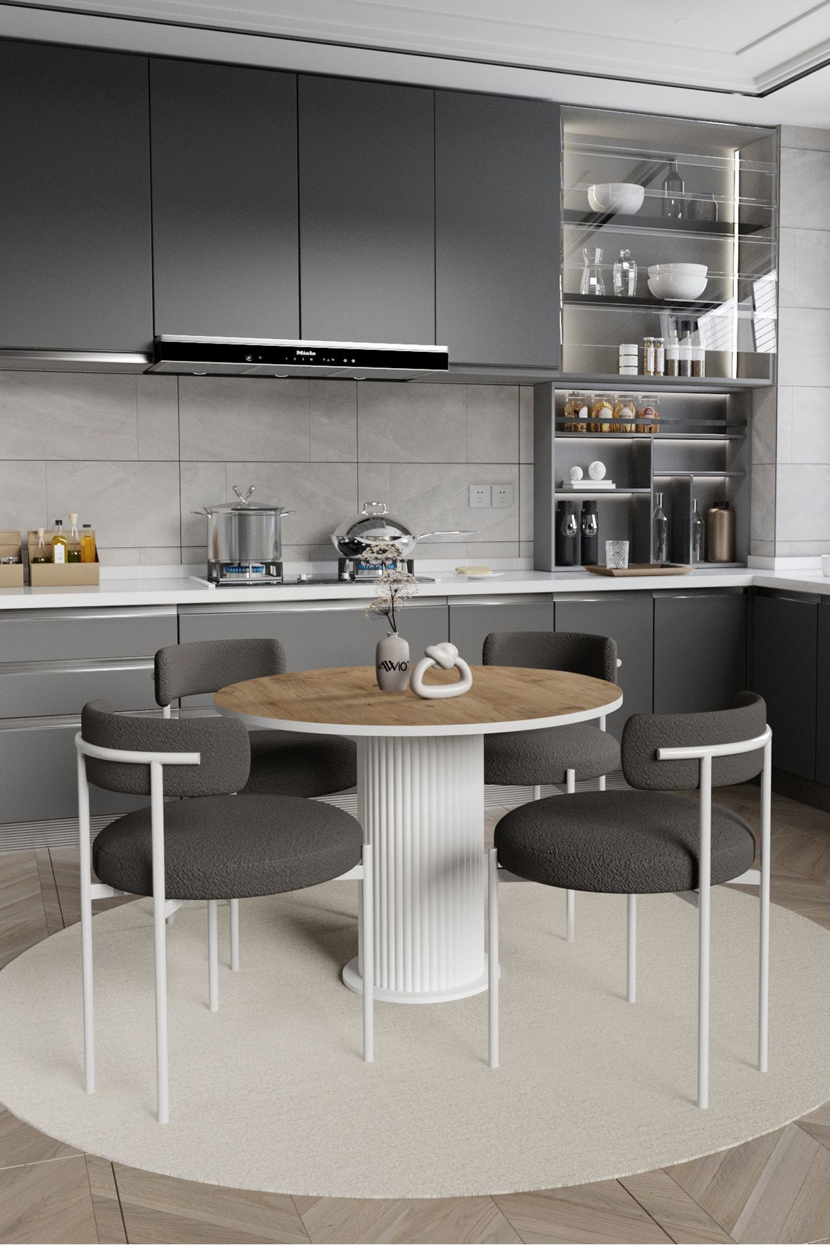 Alize Bohem Lake Mdf Ayak 4'lü Teddy Sandalye 90x90 Masa Sandalye Takımı AKÇA - 90X90