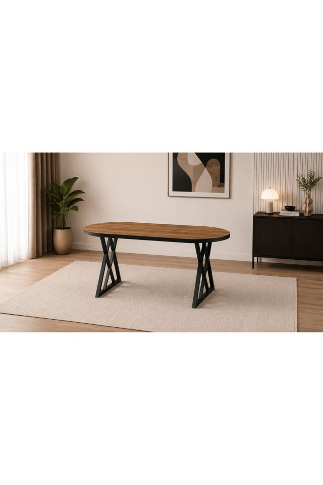 Vela 80x140 cm Oval Yemek Masası Mutfak Masası X Ayaklı