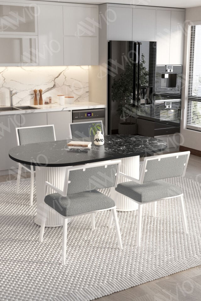 MARLA 80x140 Yemek Masası Mutfak Masası 4 Kişilik Masa Sandalye Takımı