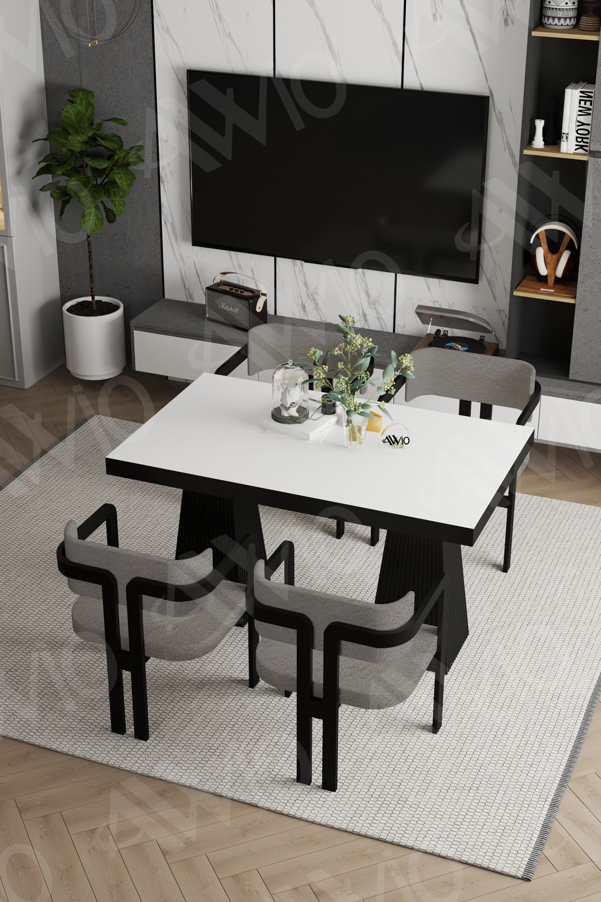 Pesca Lake Mdf Ayak Tokyo Demonte Sandalye 80x120 Yemek Masası Mutfak Masası 4 Kişilik BEYAZ - 80X120