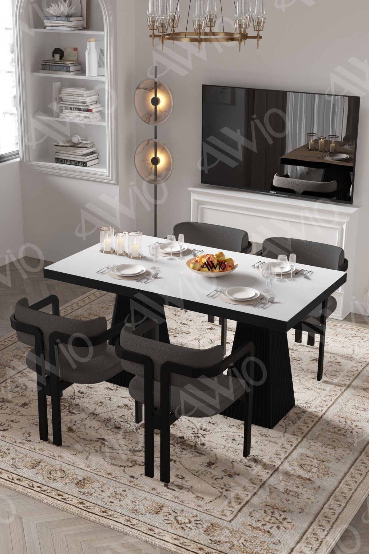 Valery Lake Mdf Ayak Tokyo Demonte Sandalye 80x120 Yemek Masası Mutfak Masası 4 Kişilik BEYAZ - 80X120