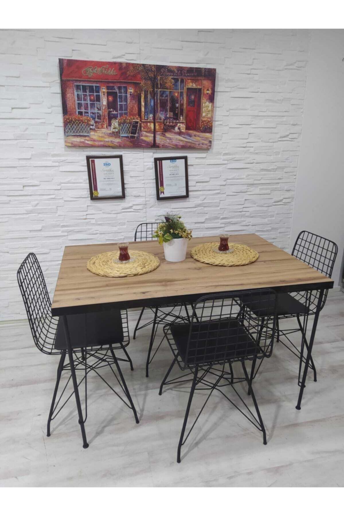 Avvio Mercan 4 Kişilik 60-120 Yemek Masası Takımı-mutfak Masası Takımı-balkon Masa Takımı Oval Kenar AKÇA