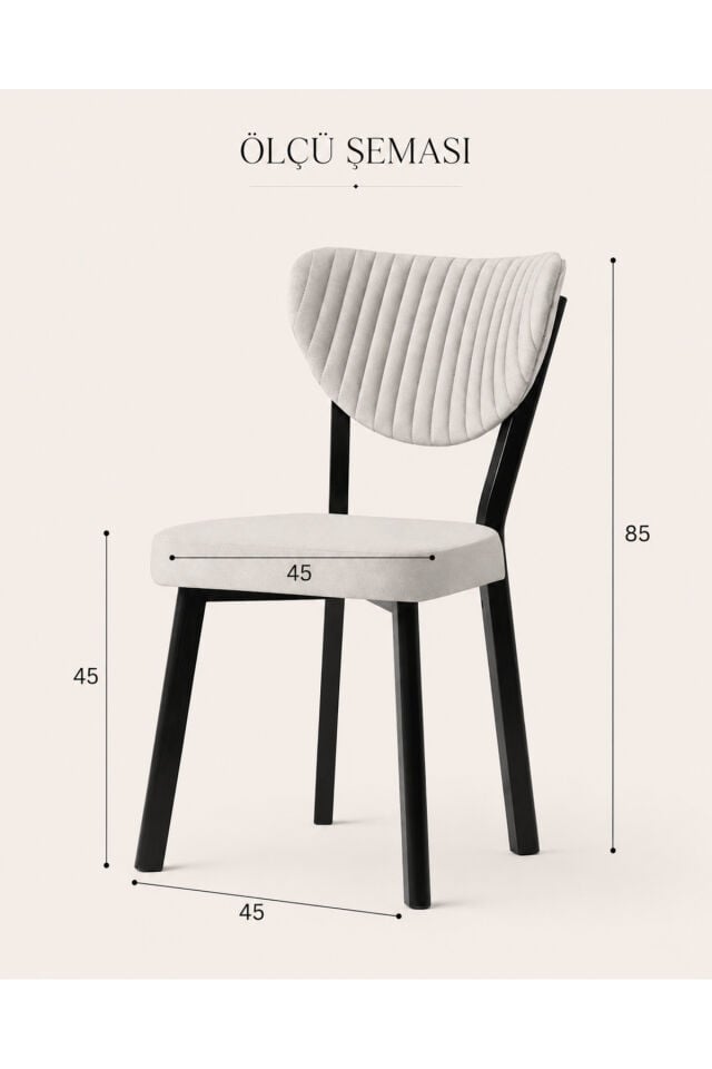Beyaz Elma Sandalyeli 70x70 Yuvarlak Yemek ve Mutfak Masası Takımı 2 Kişilik 70X70 Akça Masa Beyaz Metal Kumaş Siyah
