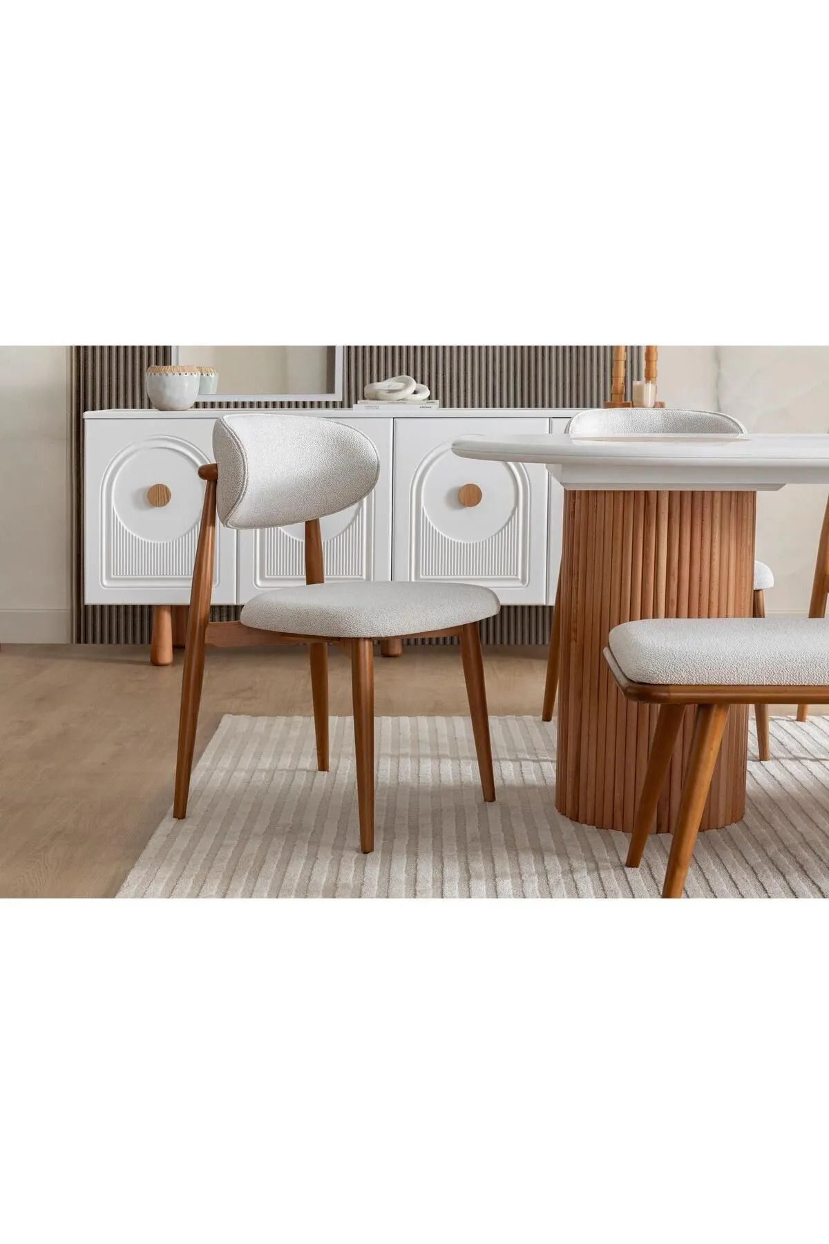 Bohem Yemek Masası Sandalyesi 4'lü BEYAZ - 45X45