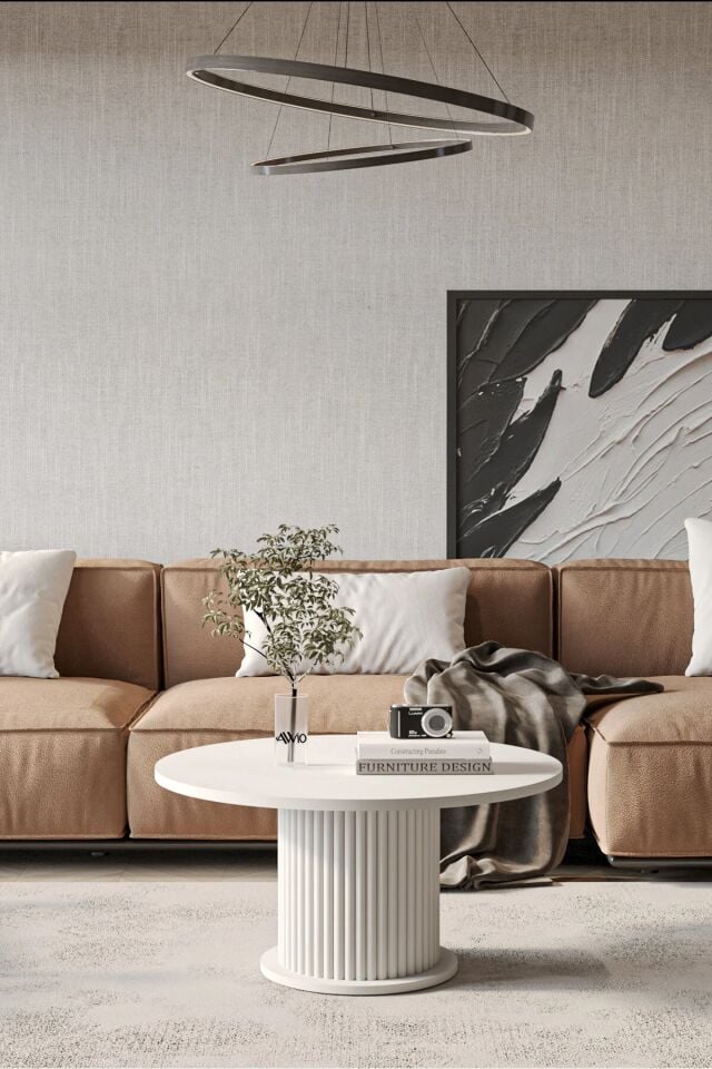 Woven Lake MDF AYAK  Modern Yuvarlak Orta Sehpa 70 CM BEYAZ - 70X70