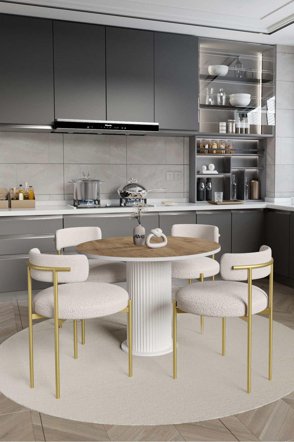 Armony Bohem Lake Mdf Ayak 90x90 Yemek Masası Mutfak Masası Masa Sandalye Takımı AKÇA - 90X90
