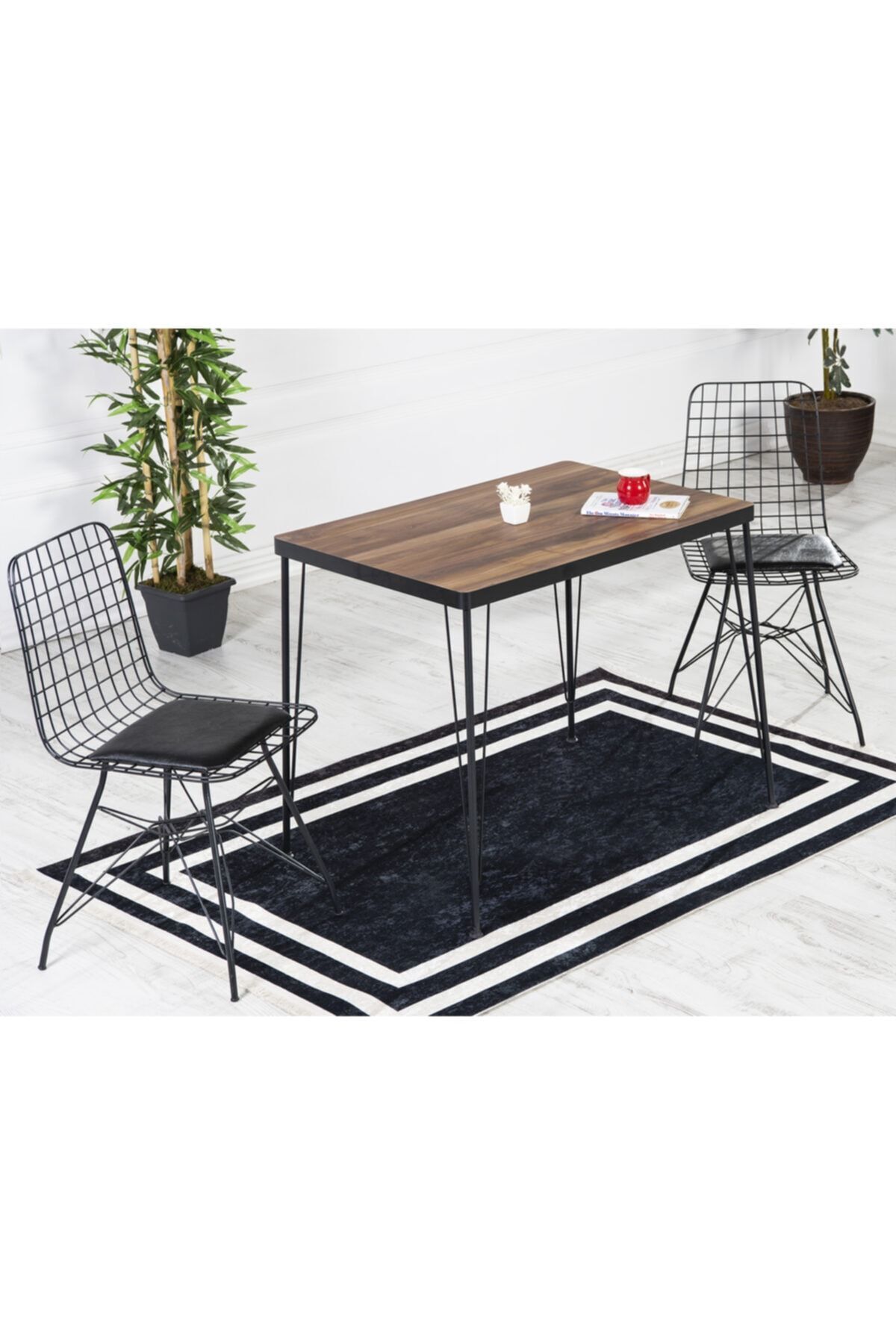 Valentin 2 Kişilik Yemek Masası Takımı-mutfak Masası Takımı- Ceviz 70x110 Oval Kenar AKÇA - 70X110