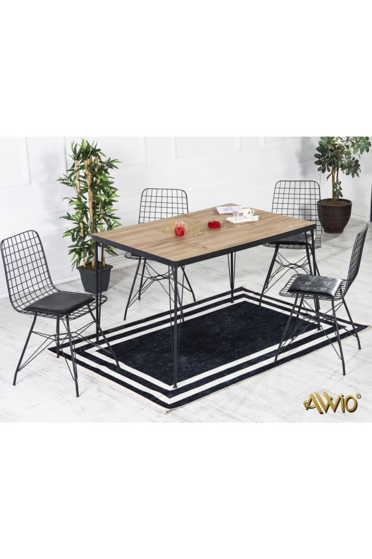 Arya 4 Kişilik 80x120 Yemek Masası Takımı-mutfak Masası Takımı- Düz Beyaz Oval Kenar AKÇA - 80X120