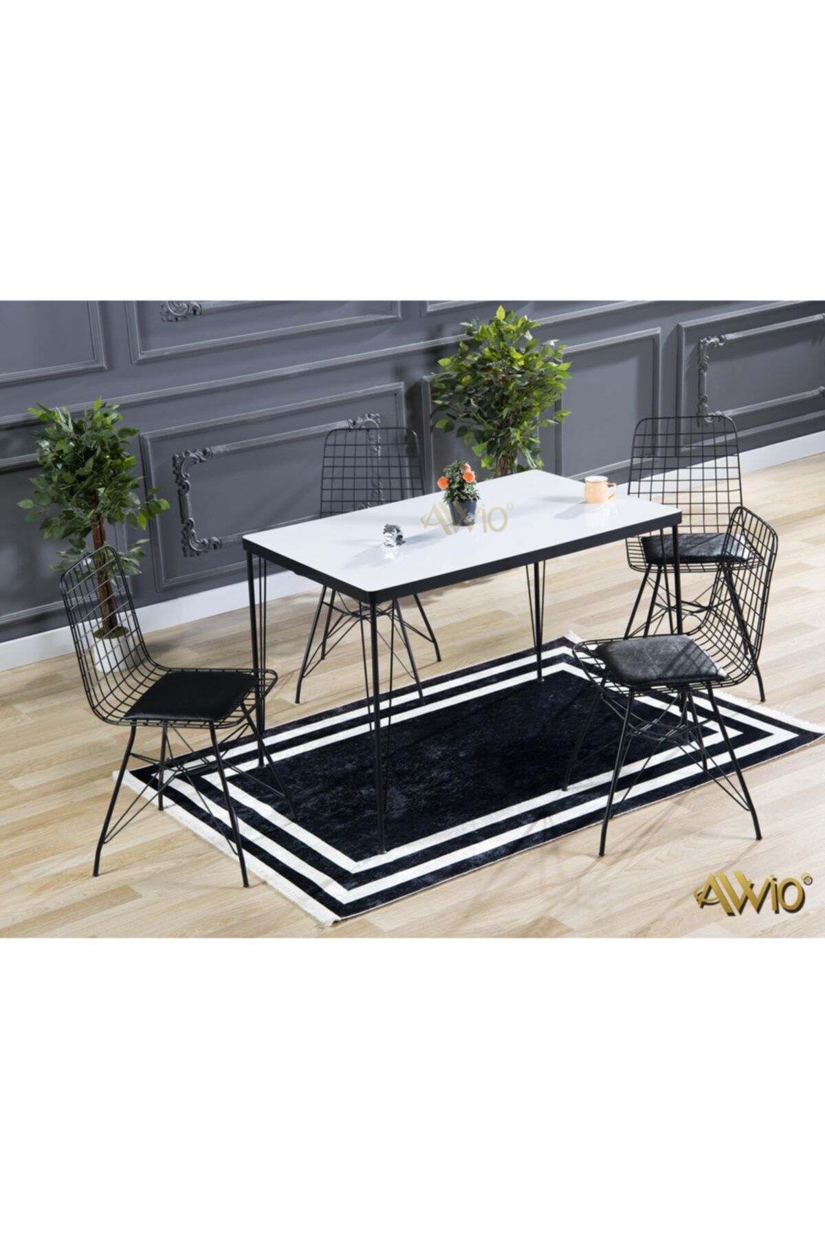 Avvio 80x120 Mera 4 Kişilik Yemek Masası Takımı-mutfak Masası Takımı-beyaz Oval Kenar SİYAH - 80X120