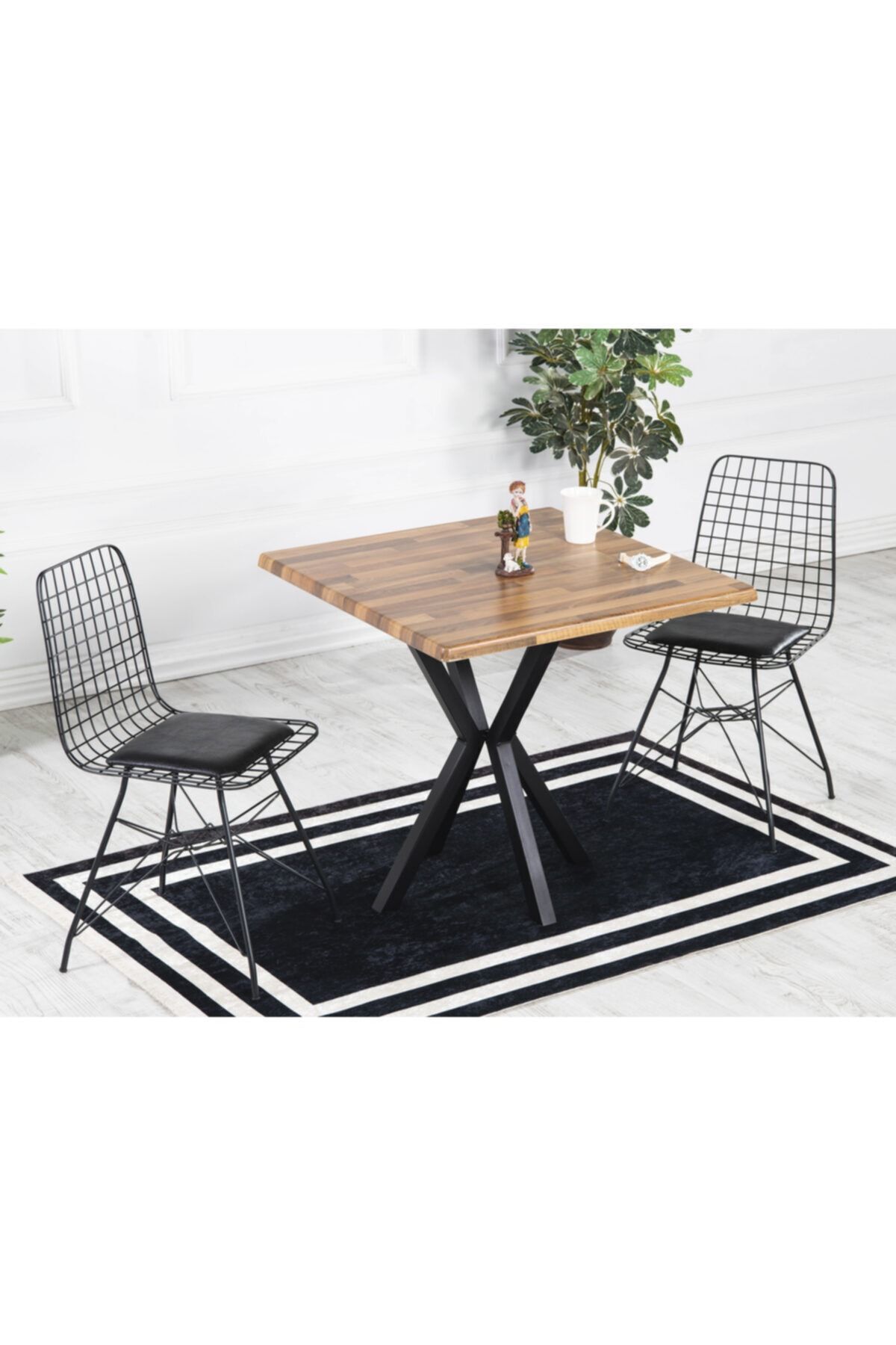 Mia 2 Kişilik 80x80 Yemek Masası Takımı-mutfak Masası Takımı Kahve AKÇA - 80X80