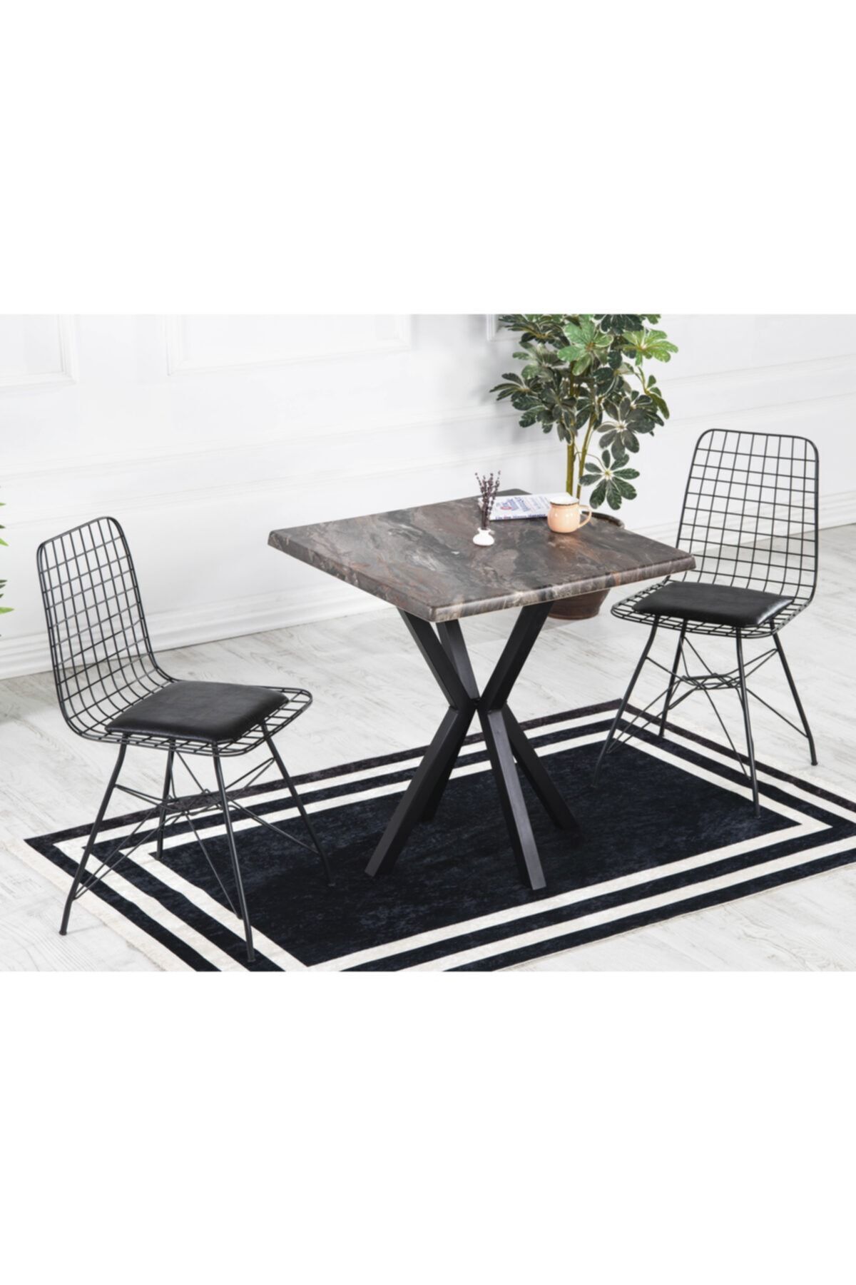 Mia 2 Kişilik 80x80 Yemek Masası Takımı-mutfak Masası Takımı Kahve GRİ - 80X80