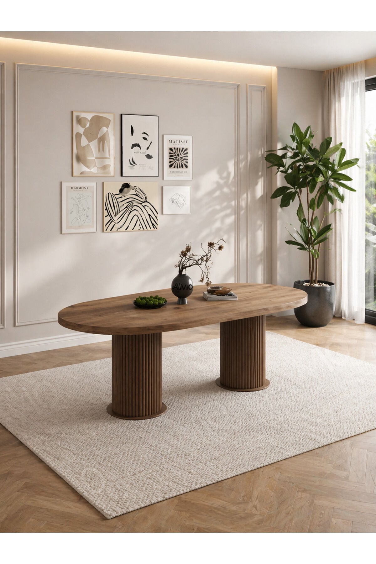 NOA Bohem Ayak Oval Yemek Masası 80x140 Mutfak Masası