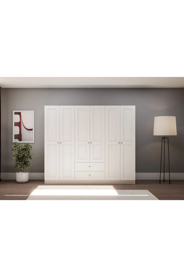 GARDIROP, 6 KAPAKLI, 2 ÇEKMECELİ, 210X50X210 CM