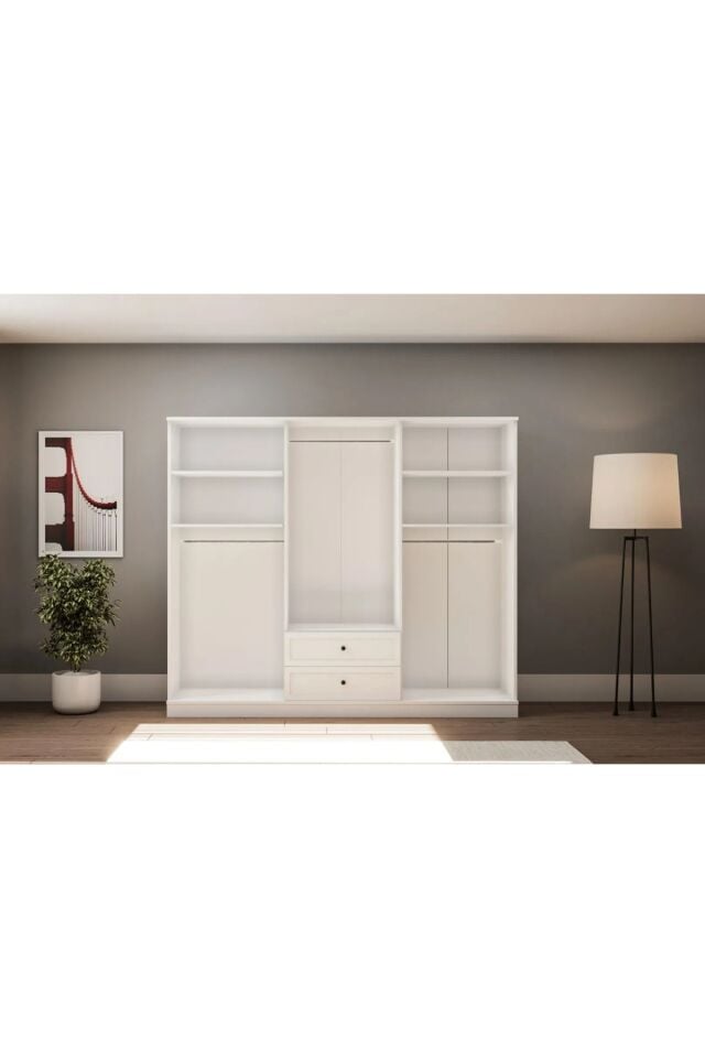 GARDIROP, 6 KAPAKLI, 2 ÇEKMECELİ, 210X50X210 CM