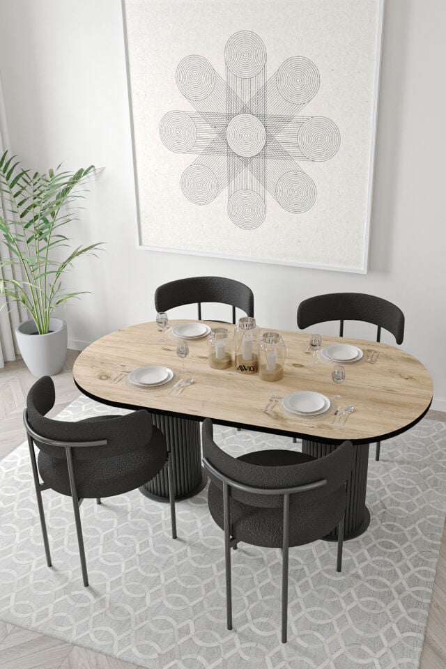 Miranda Bohem Lake Mdf Ayak 80x140 Yemek Masası Mutfak Masası Masa Sandalye Takımı