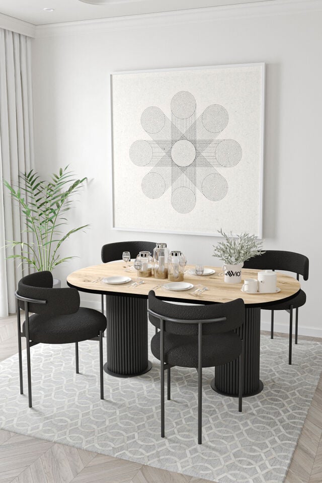 Miranda Bohem Lake Mdf Ayak 80x140 Yemek Masası Mutfak Masası Masa Sandalye Takımı