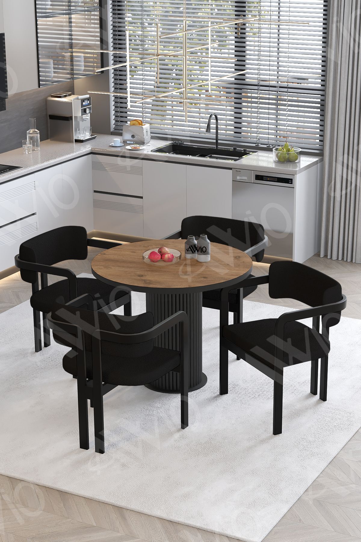 Moon Bohem Ayak 4'lü Tokyo Sandalye 90x90 Masa Sandalye Takımı AKÇA - 90X90