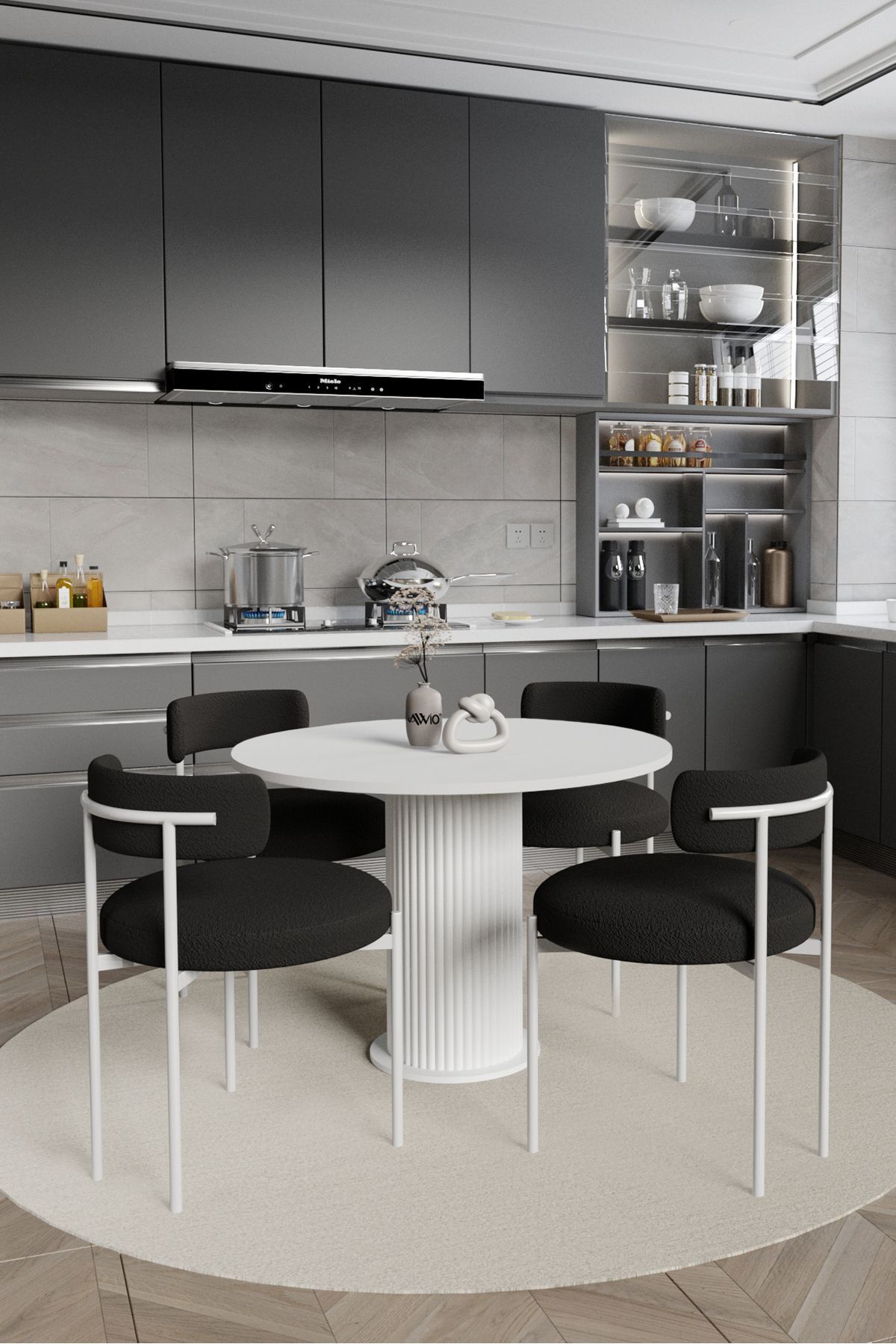 Ares Bohem Lake Mdf Ayak 90x90 Yemek Masası Mutfak Masası Masa Sandalye Takımı BEYAZ - 90X90