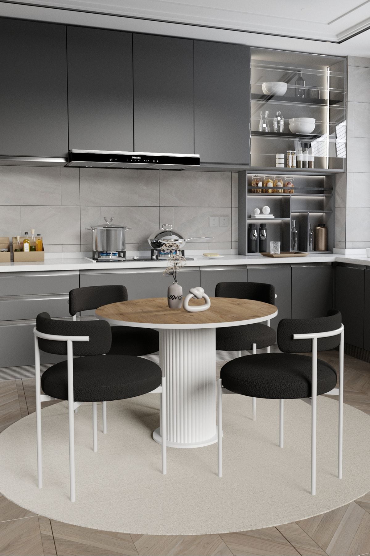Ares Bohem Lake Mdf Ayak 90x90 Yemek Masası Mutfak Masası Masa Sandalye Takımı AKÇA - 90X90