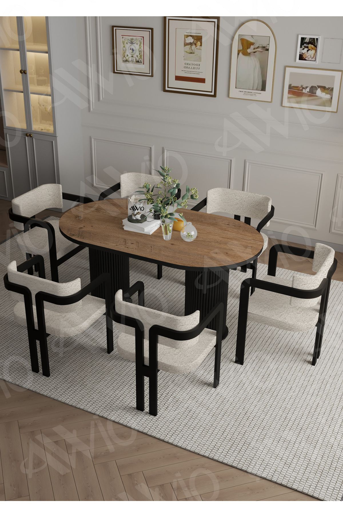 Merlin  Bohem Ayak 6'lı Tokyo Metal Demonte Sandalye 80x180 Masa Sandalye Takımı AKÇA - 80X180