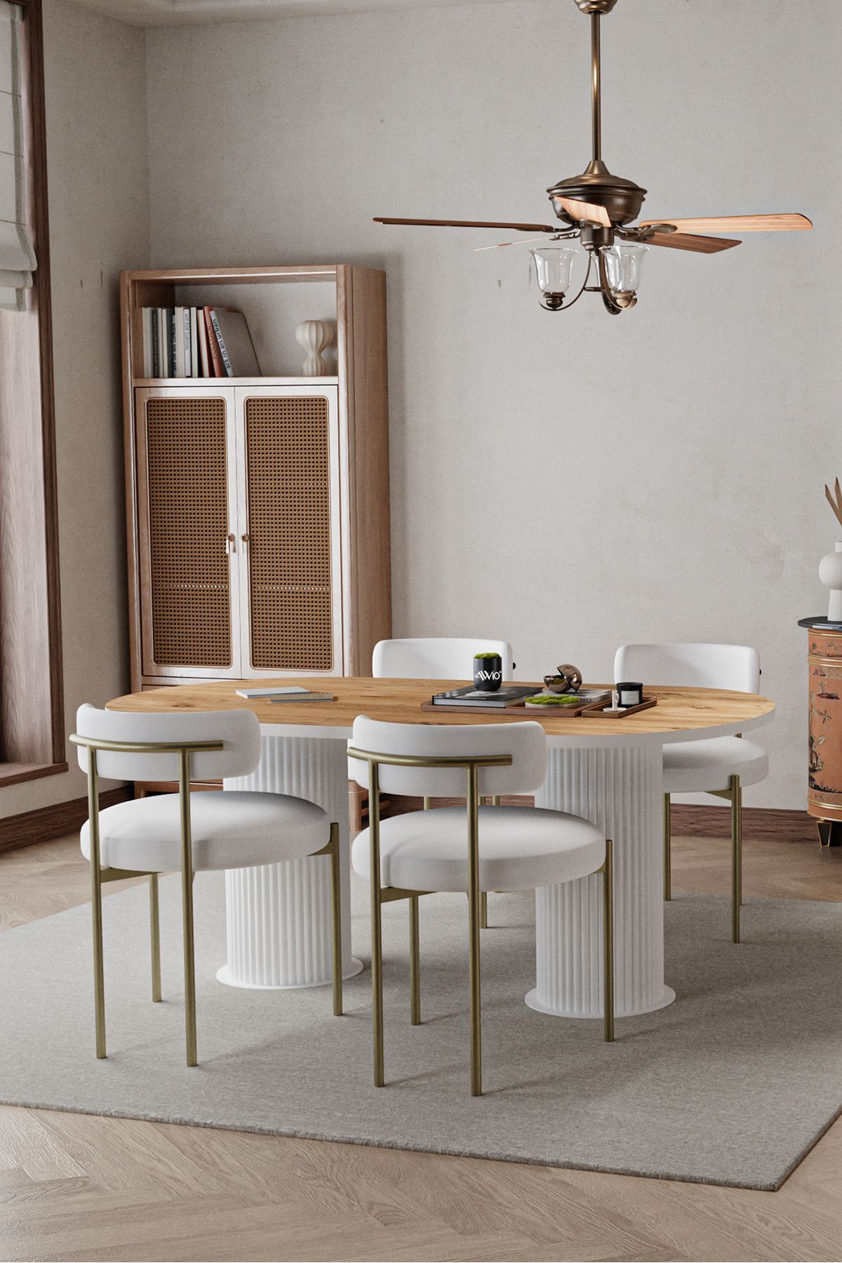 West Beyaz Bohem Ayak 80x140 Yemek Masası & Mutfak Masası & Salon Masası Masa Sandalye Takımı AKÇA - 80X140